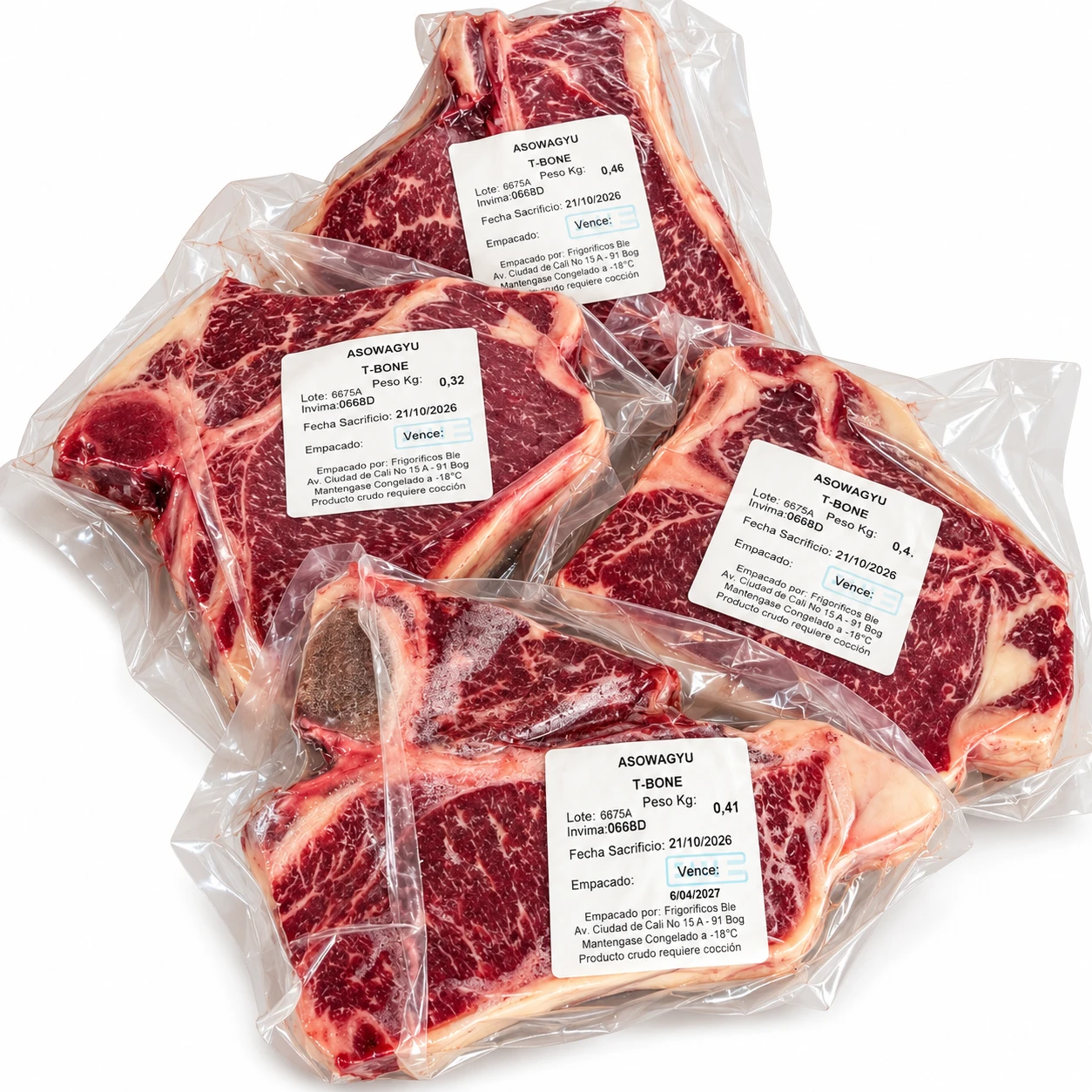 T-bones wagyu con etiqueta Asowagyu